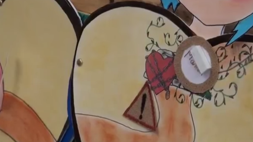 Small emotion symbols placed at the start of a drawn path