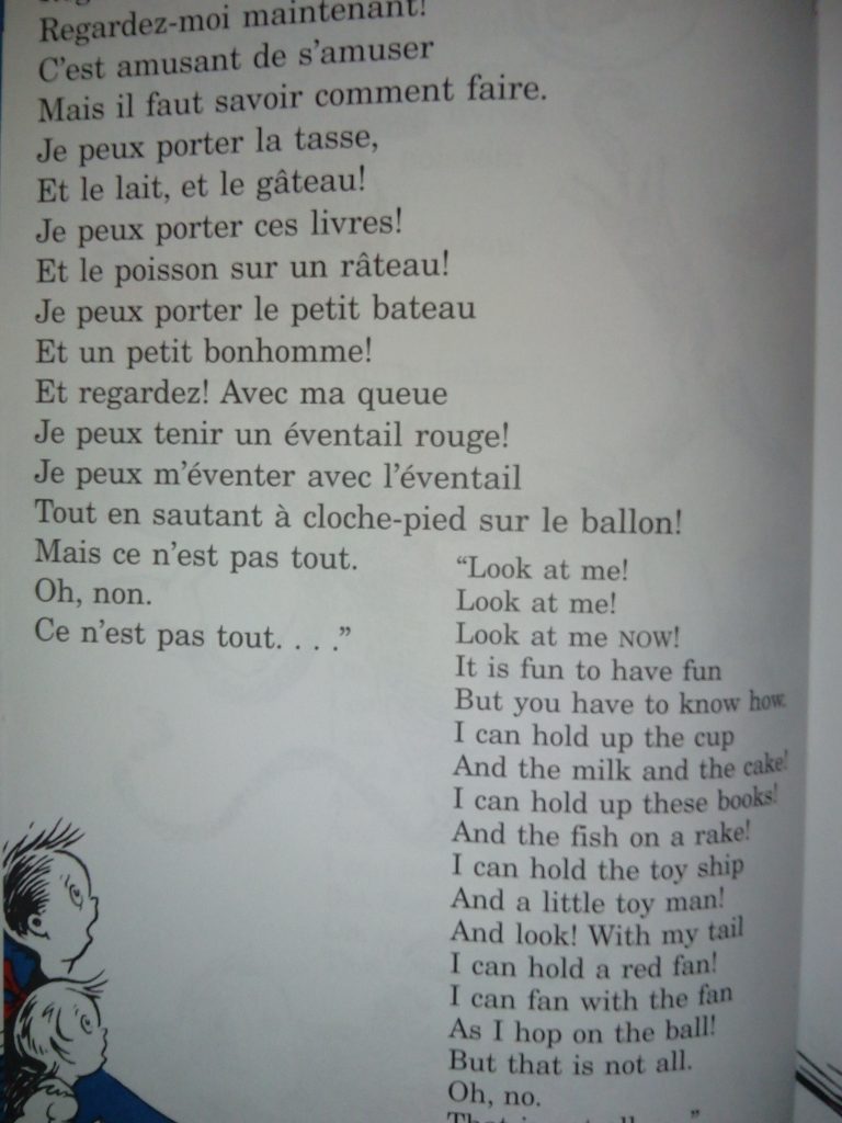 the cat in the hat français anglais