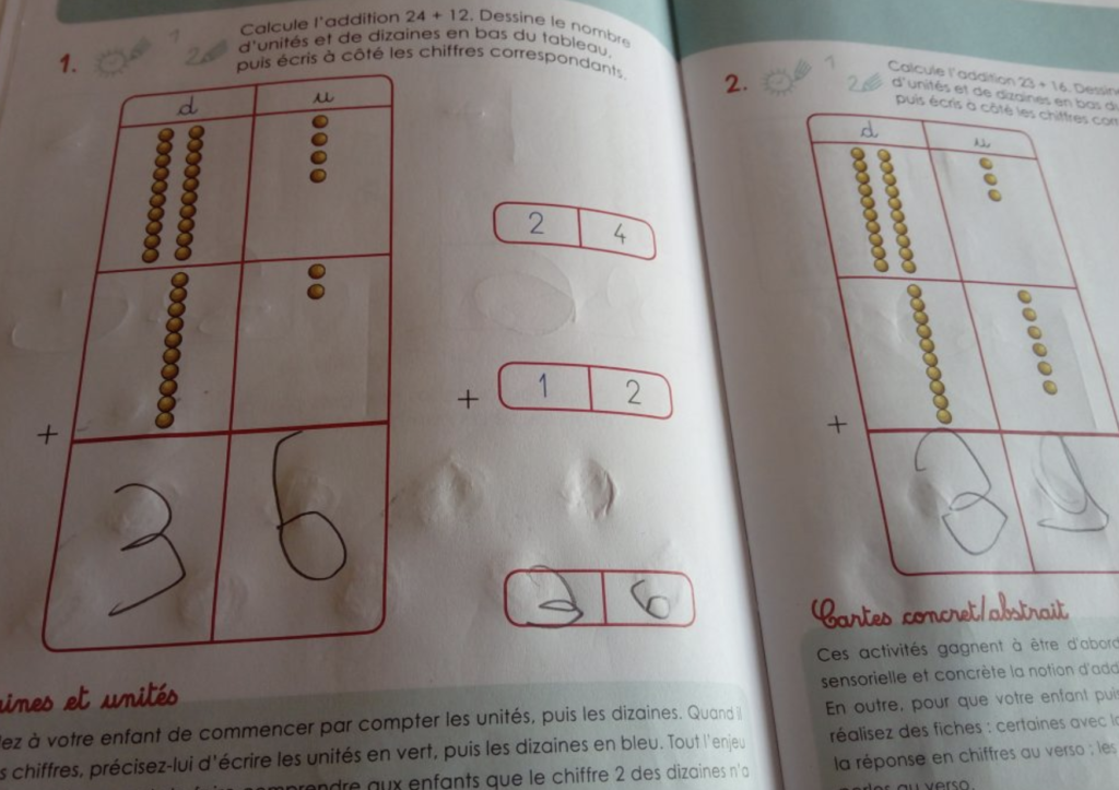 exercices calcule Montessori