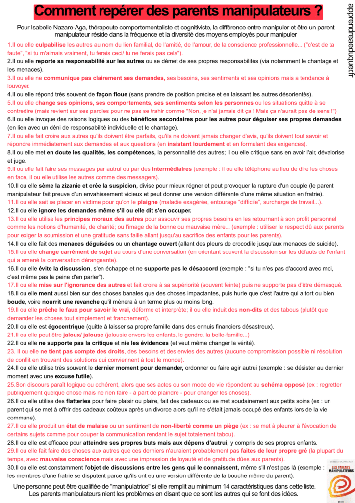 Comment repérer des parents manipulateurs