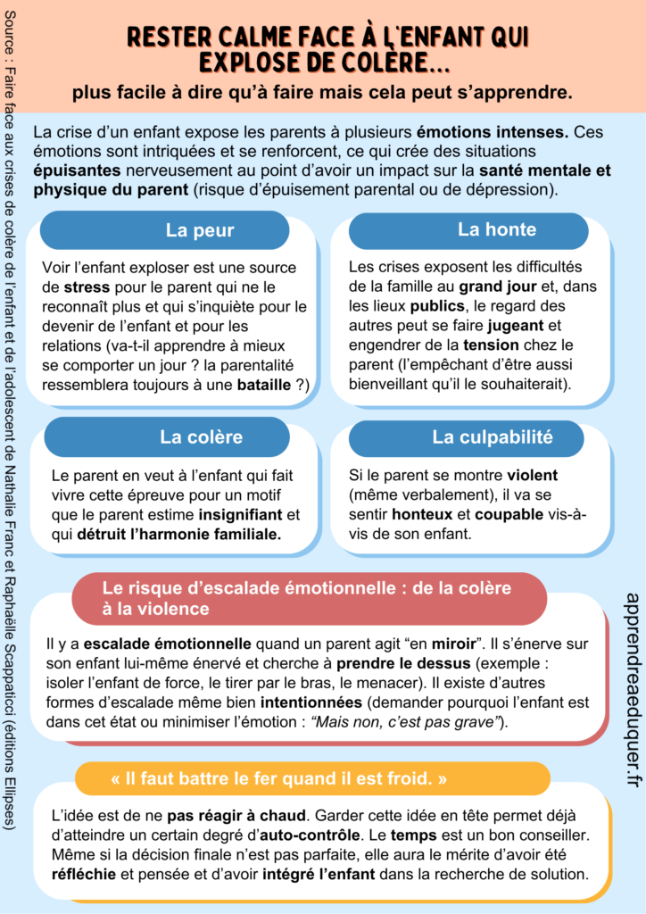 rester calme enfant colère