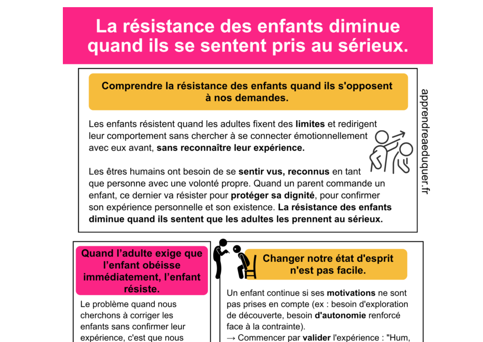  résistance des enfants dans education