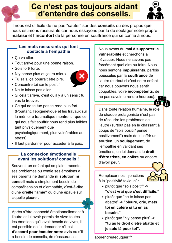 conseils mots rassurants